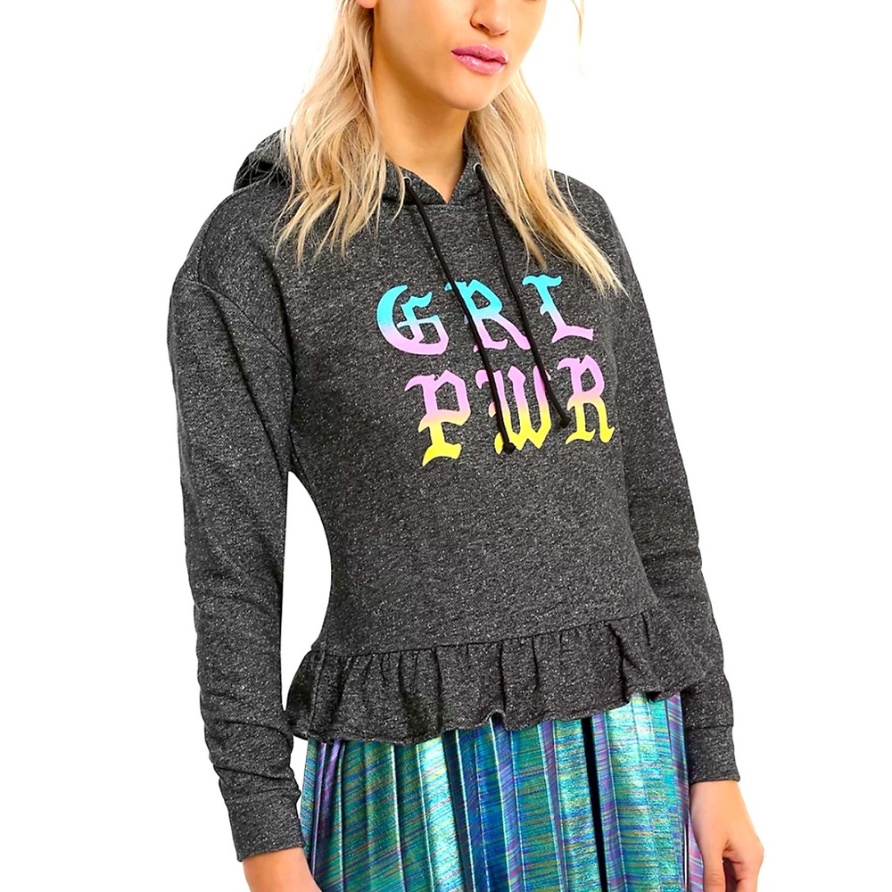 XL girl power cropped hoodie